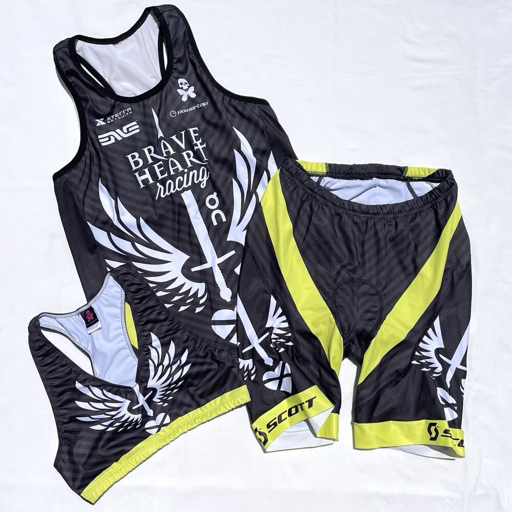 Betty Designs Brave Heart Racing Tri Set Womens XL Jersey Tank Shorts Sports Bra
